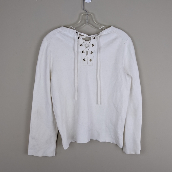 Madewell | White Back Lace Up Top - K2 - Picture 2 of 8